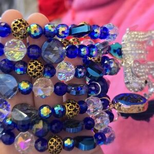 Elegant Blue and Gold Beaded Bracelet